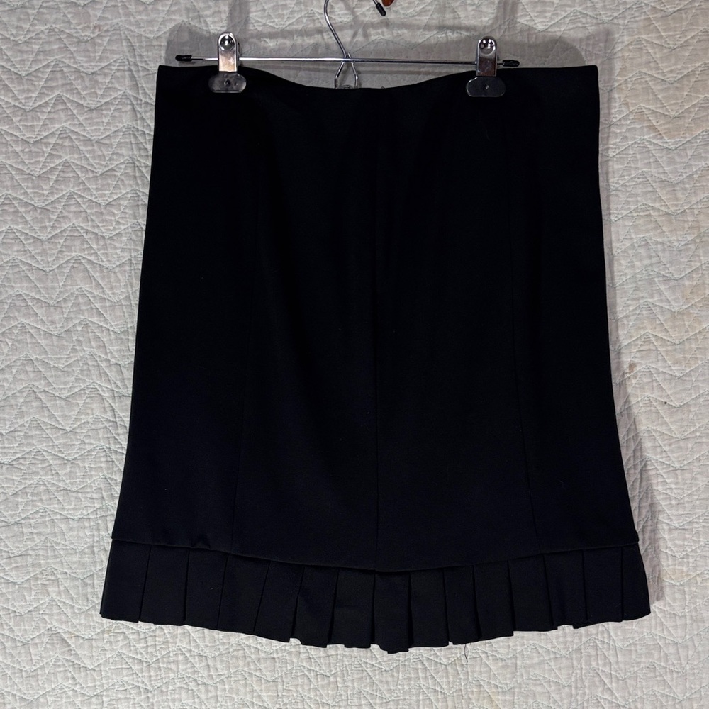 Sandro Black Pencil Skirt with Pleated Trim